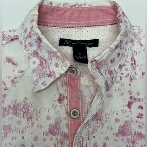INC International Concepts Men's Pink and White Casual Shirt